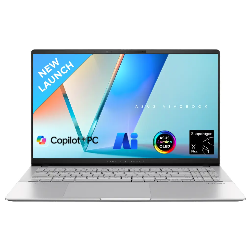 [BWASL1011] ASUS Vivobook S 15 Snapdragon X Plus-X1P42100 (16GB DDR5X, 1TB SSD, 15.6" inch OLED Display,Cool Silver, 1.42 KG,Win 11,MS Office) S5507QA-MA551WS