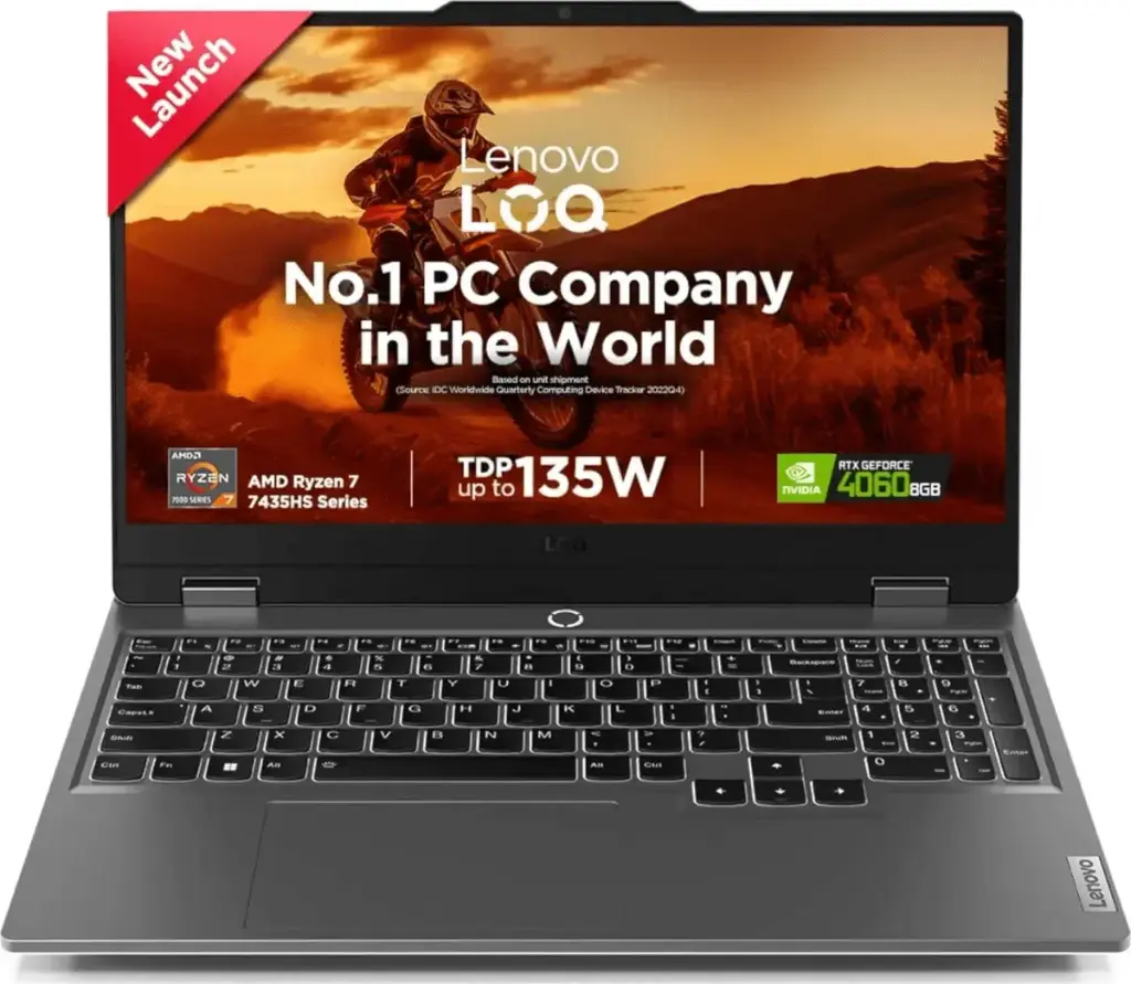 LENOVO LOQ 15ARP9, AMD Ryzen™ 7 7435HS, NVIDIA® GeForce RTX™ 4060 8GB GDDR6, 24GB DDR5, 512GB (Win 11, Office 24, Luna Grey, 2.38 kg) 15.6" FHD (1920x1080) IPS 300nits Anti-glare, 100% sRGB, 144Hz, G-SYNC®, LOQ 83JC00EHIN 