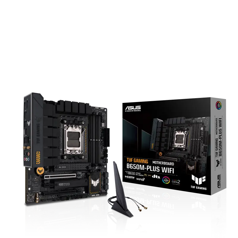 ASUS TUF Gaming B650M-PLUS WiFi AMD Ryzen AM5 Micro-ATX Motherboard, 14 Power Stages, PCIe 5.0 M.2 Support, DDR5 Memory, WiFi 6 and 2.5 Gb Ethernet, USB4 Support and Aura Sync
