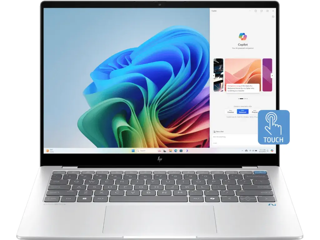 HP OmniBook Snapdragon X Plus - 16 GB,512 GB SSD,Windows 11 Home, Thin and Light Laptop  (14 inch, Glacier Silver, 1.34 kg, With MS Office) 14-fe1011QU 