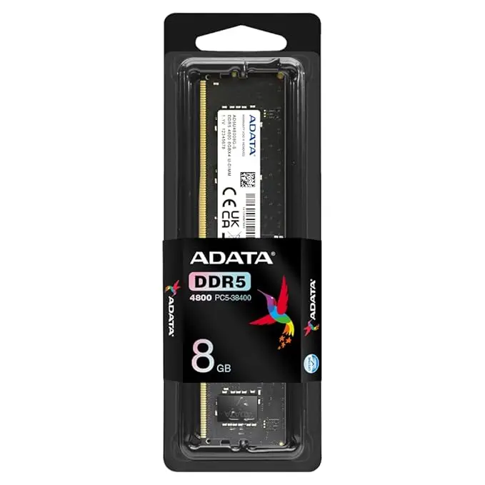 ADATA Premier 8GB 4800MHz U-DIMM DDR5 Desktop Memory, Single RAM Module, Supports Intel & AMD Latest CPU, Intel XMP & AMD Expo, Built in PMIC, On Die ECC, Low Voltage, More Bandwidth - AD5U48008G-S