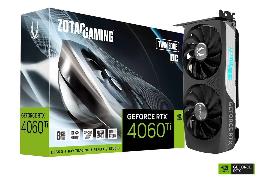 [BWZCGP1008] Zotac Gaming Geforce Rtx 4060 Ti Twin Edge 8Gb Gddr6 128Bit Pcie 4.0 Graphics Card With 2535Mhz Boost Clock, Spectra Lighting - ZT-D40610E-10M