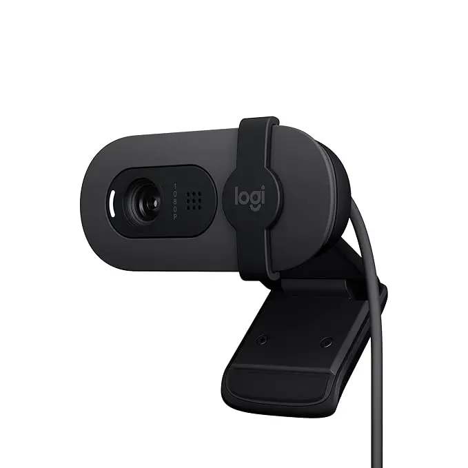 Logitech Brio 100 Full HD Webcam for Meetings and Streaming, Auto-Light Balance, Built-in Mic, Privacy Shutter, USB-A, for Microsoft Teams, Google Meet, Zoom and More- Graphite 
