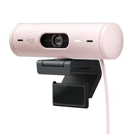 Logitech Brio 500 Full Hd Webcam with Auto Light Correction, Show Mode, Dual Noise Reduction Mics, Webcam Privacy Cover, Works with Microsoft Teams, Google Meet, Zoom, USB-C Cable - Rose - Digital 