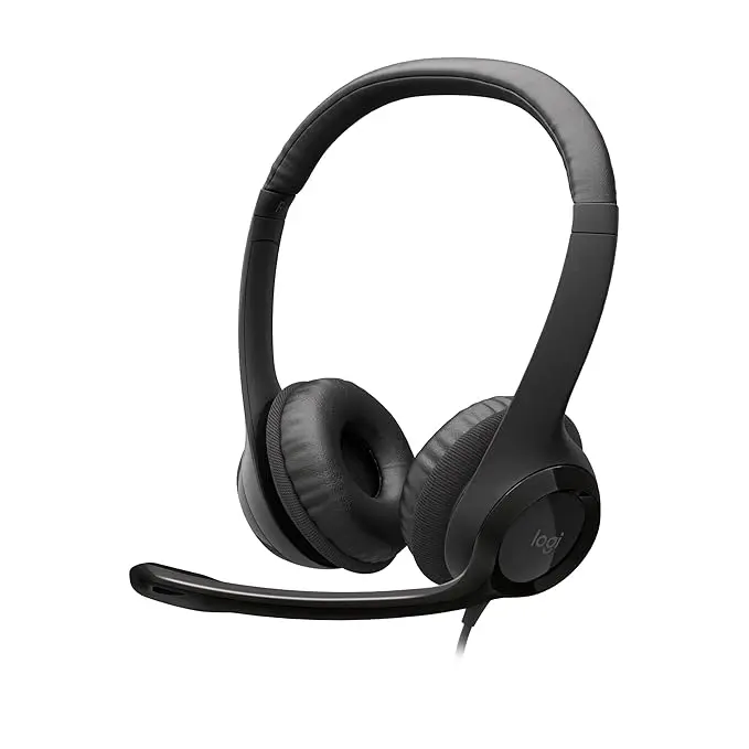 Logitech H390 Wired On Ear Headset for PC/Laptop, Stereo Headphones with Noise Cancelling Microphone, USB-A, In-Line Controls, Works with Chromebook 