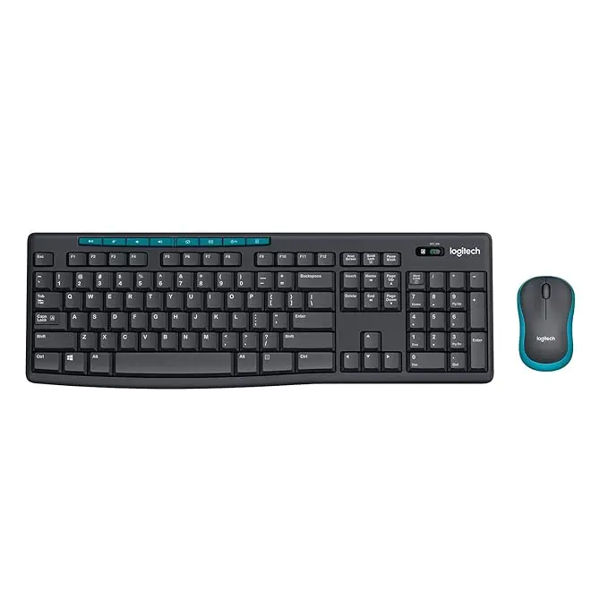 Logitech MK275 USB Wireless Keyboard and Mouse Set for Windows, 2.4 GHz Wireless, Compact Wireless Mouse, 8 Multimedia & Shortcut Keys, 2-Year Battery Life, PC/Laptop - Black 