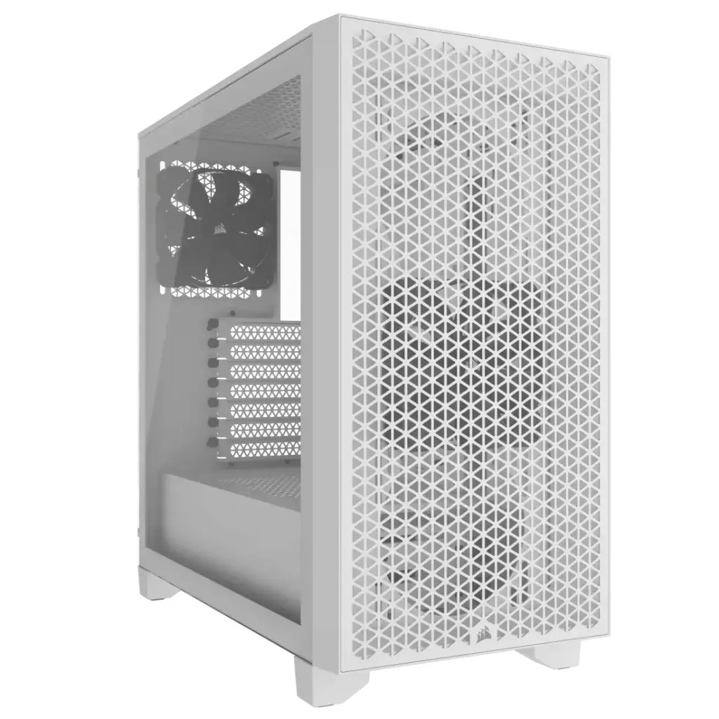 Corsair Alloy Steel 3000D Airflow Mid-Tower Pc Case-White-2X Sp120 Elite Fans-Four-Slot Gpu Support Fits Up to 8X 120Mm Fans-High-Airflow Design 
