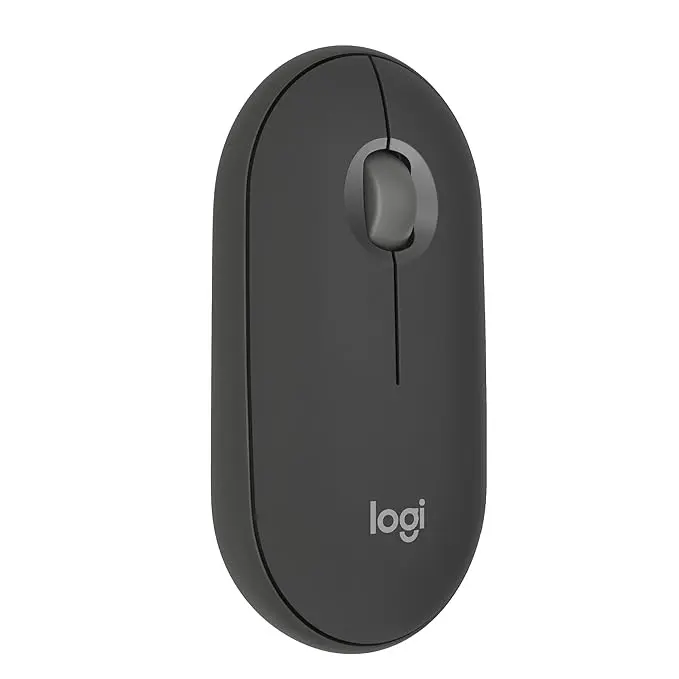 Logitech Pebble Mouse 2 M350s Slim Bluetooth Wireless Mouse, Portable, Lightweight, Customisable Button, Quiet Clicks, Easy-Switch for Windows, macOS, iPadOS, Android, Chrome OS - Tonal Graphite 