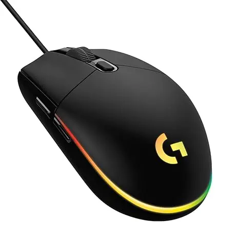 Logitech G USB G G203 Wired Gaming Mouse, 8000 DPI, Rainbow Optical Effect LIGHTSYNC RGB, 6 Programmable Buttons, On-Board Memory, Screen Mapping, PC/Mac Computer and Laptop Compatible - Black