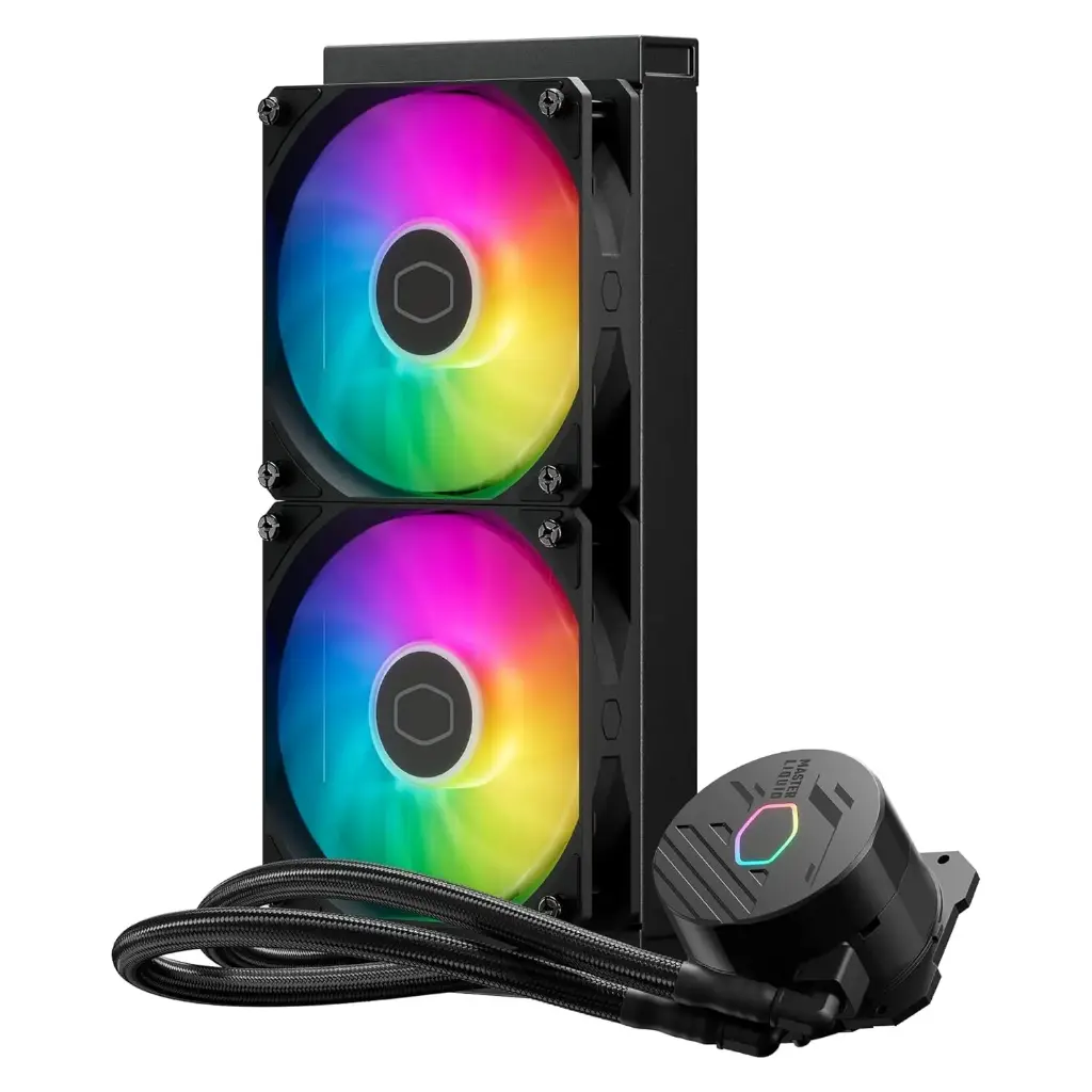 Cooler Master ML240L Core ARGB CPU Liquid Cooler - Black  Support Intel & AMD Processor - LGA1700, LGA1200, LGA1151, AM5, AM4  Gen S Dual Chamber Pump  240mm AIO  New Pressure Optimised Fans 