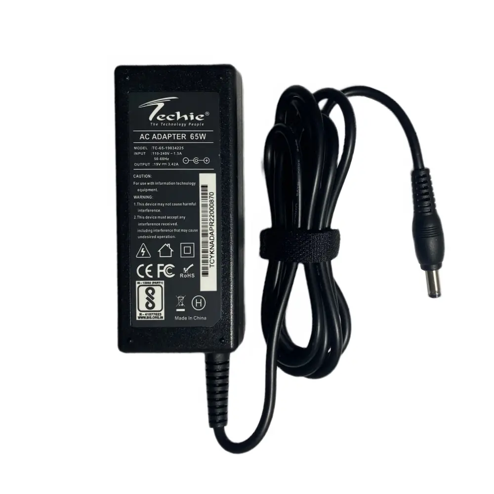 Techie Compatible Toshiba 65W Laptop Charger for Satellite C55, C660, L650, L750D, Series (19V, 3.42A)
