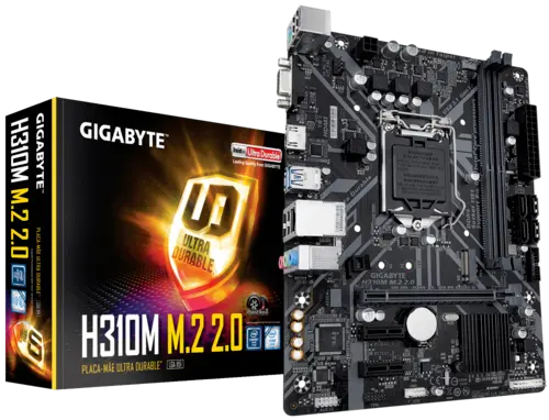 GIGABYTE H310M M.2 2.0 Ultra Durable Motherboard with 8118 Gaming LAN, PCIe Gen2 x2 M.2, HDMI 1.4, D-Sub Ports for Multiple Display