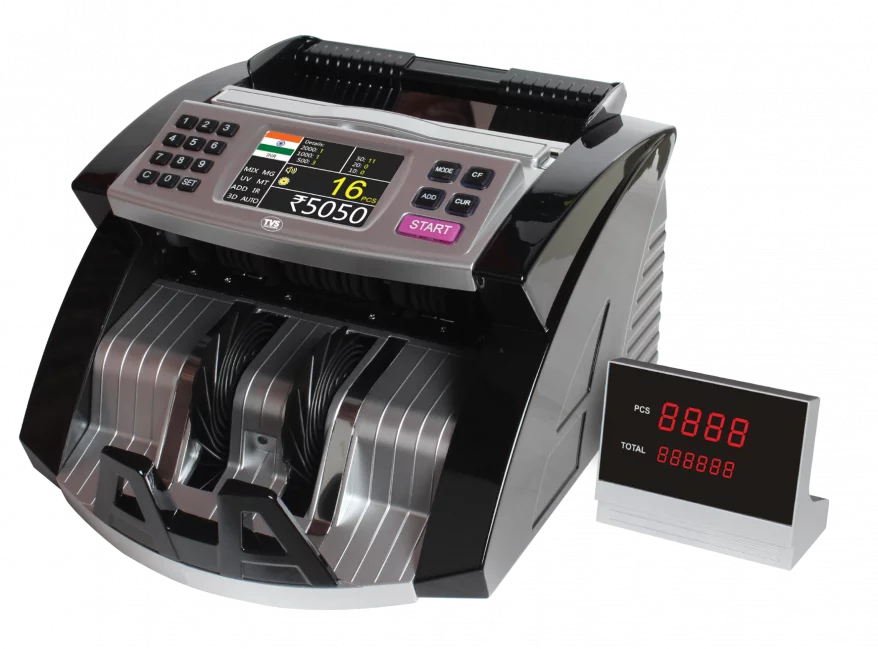 TVS Electronics CC 453 Star+ Cash Counting Machine Auto Start,Stop &Clear |With Customer Display |UV, MG, IR & 3D Color Sensor |Fake Note Detection |Batch Add, Self-Examine, Denomination Sort Function  