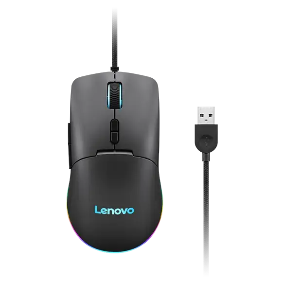 Lenovo M210 RGB Gaming Wired USB Mouse, Ambidextrous, 7-Buttons, 8000 DPI with 4 Levels DPI Switch, 3-Zone RGB Backlight