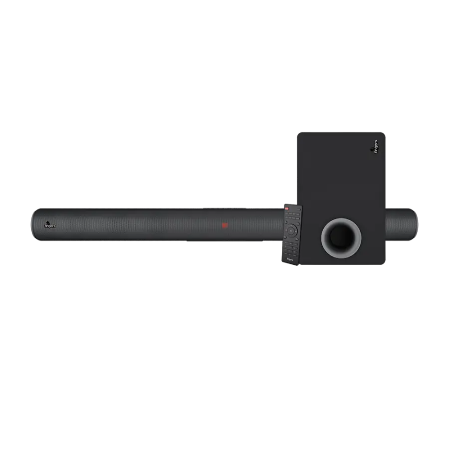 FINGERS Octane-200 Multimedia Sound Bar with Subwoofer (Powerful 200 Watts, Bluetooth, USB, AUX, Optical, HDMI (ARC), Coaxial, Mic Input (6.35mm), EQ Modes - Movies, Music & News, Wall Mount & Remote 