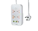 D-Link Power Strip with 4 Universal Sockets with Child Security + 5 USB Ports + 1 Type-C Port, High Temperature Fuse Protector, 1500W with 2 Meter Cable (DPA-F451)