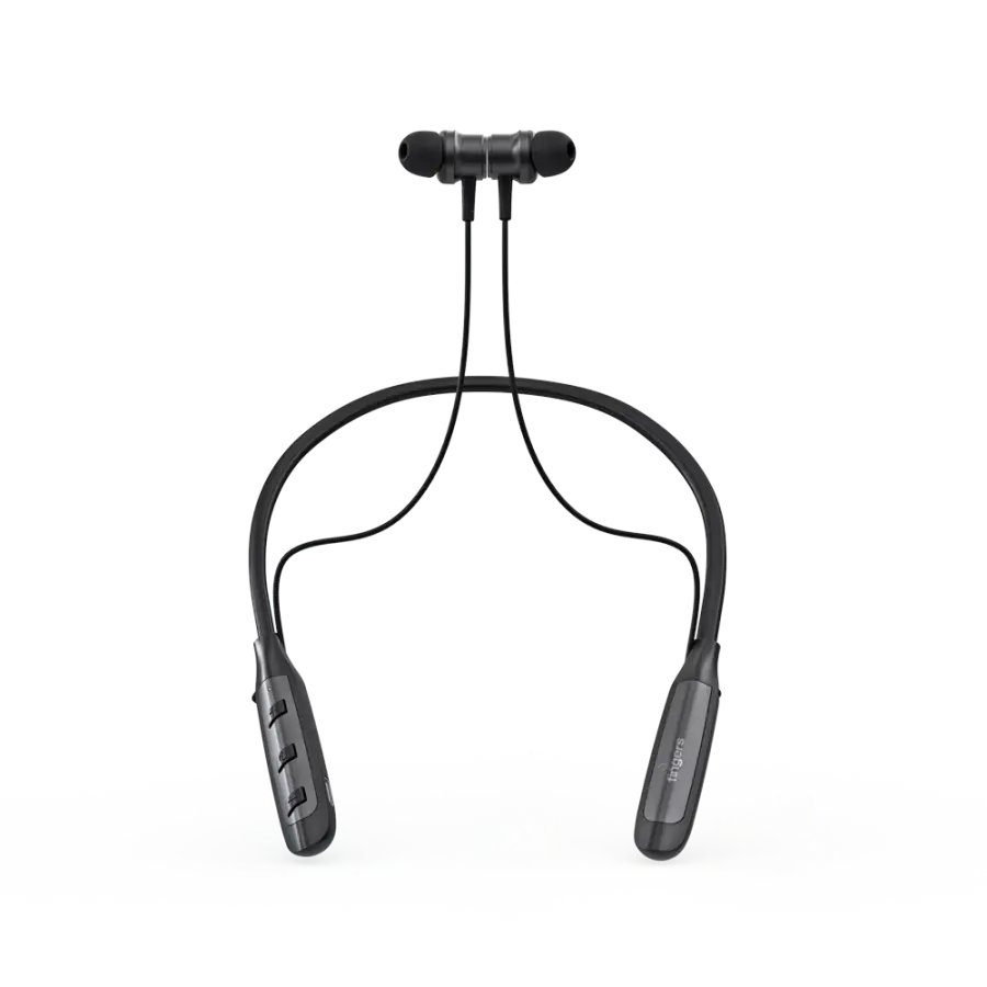 FINGERS Gig2 Wireless in-Ear Bluetooth Neckband Earphones with 50-Hour Playtime, Built-in Mic with Surround Noise Cancellation SNC™ Technology, Dual Pairing, Made in India (Rich Grey) 