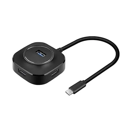 HAMMOK Jack USB 2.0 4 Port High Speed Hub, Portable Data Hub Applicable for iMac Pro, MacBook Air, Mac Mini Pro, Surface Pro, Notebook PC, Laptop, USB Flash Drives, Mobile HDD, Travel USB Hub (Black) 