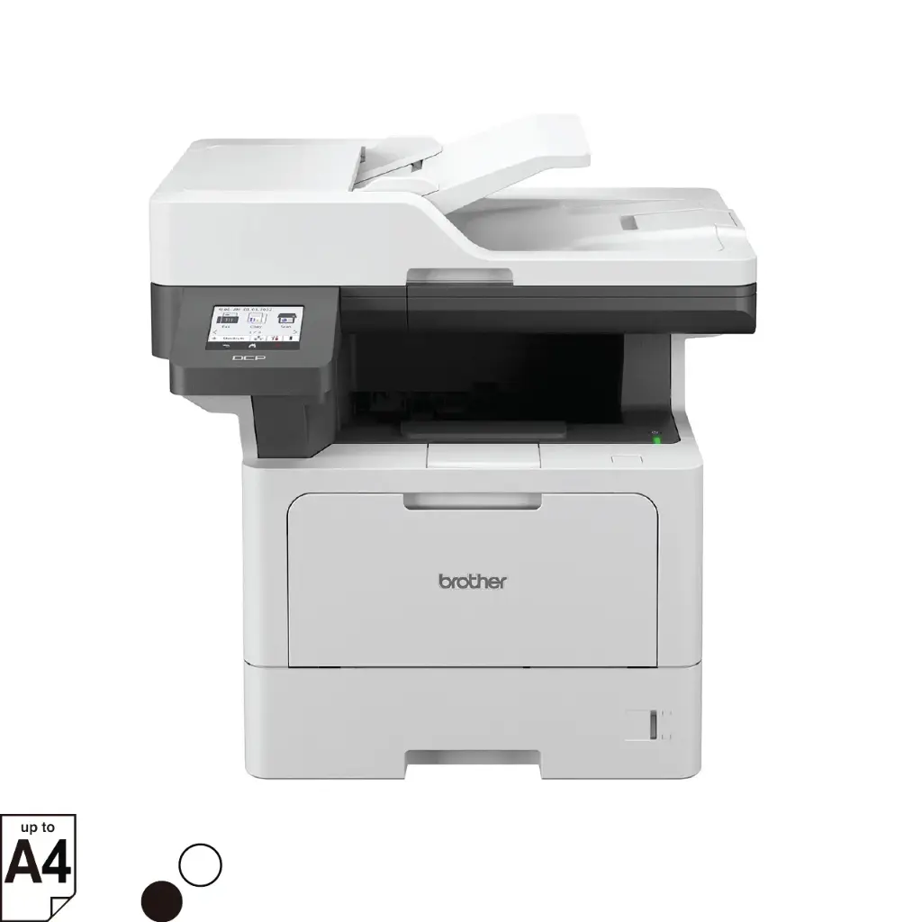Brother DCP-L5660DN Auto Duplex Laser Printer, 48 PPM, Dual Scanning, Print Scan Copy, 3.5" Touch Screen Display, 70 Pages ADF, LAN, 250 Sheet Paper Tray, 11000 Pages Inbox Toner, Free Installation