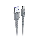 FINGERS USB Type C Cable 2 A 1 m FSS-C5A  (Compatible with Mobile, Smartphone, Charging, Data Transfer, Steel Grey, One Cable) 