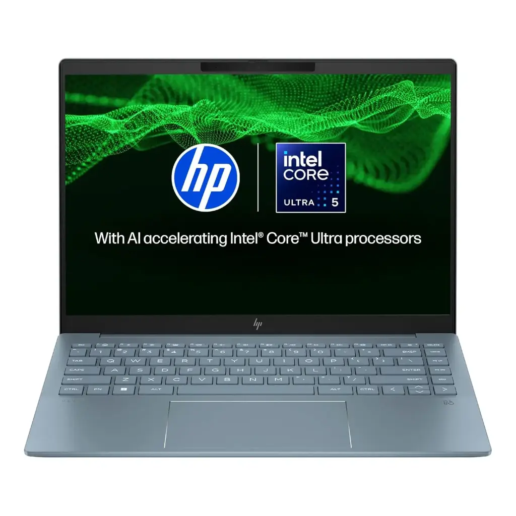 HP Intel 13th Gen Core i5-1335U/ (16GB 5200 LPDDR5X on-board/512GB SSD)Intel Iris Xe /WIN 11 + MSO 2024/Backlit KBD,  B&O Audio+ TNR + 5 MP IR Camera + Thunderbolt USB C-Type charging port/14.0 WUXGA (1920x1200) Antiglare IPS 300 nits Narrow Border flat /  Moonlight Blue, 14-ew0108TU
