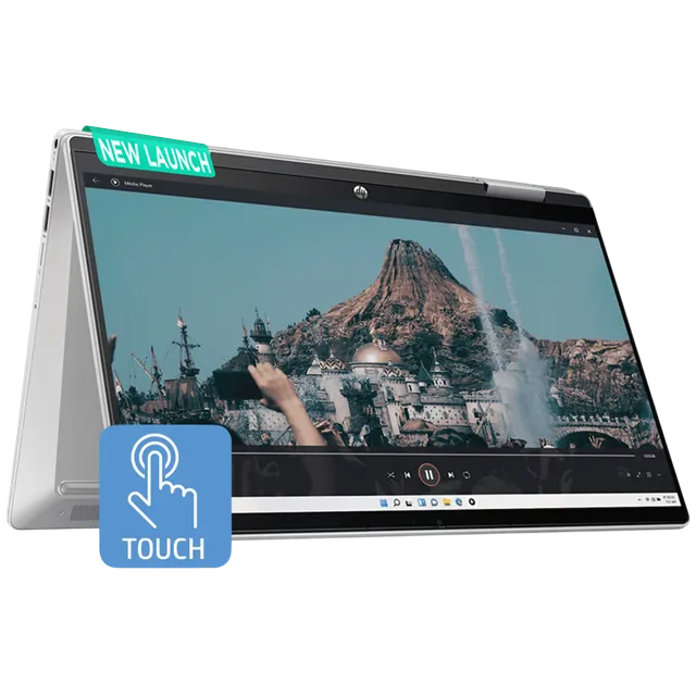 HP Intel 14th Gen Core 3-100U/(8GB DDR4/512 GB SSD)Intel Iris Xe /WIN 11 + MSO 2024/Zenvo Pen Natural Silver 2, Backlit KBD,  B&O Audio+ TNR + 5 MP Camera /Touch/14 FHD IPS 300 nits Narrow Border / Natural Silver, 14-ek2033TU