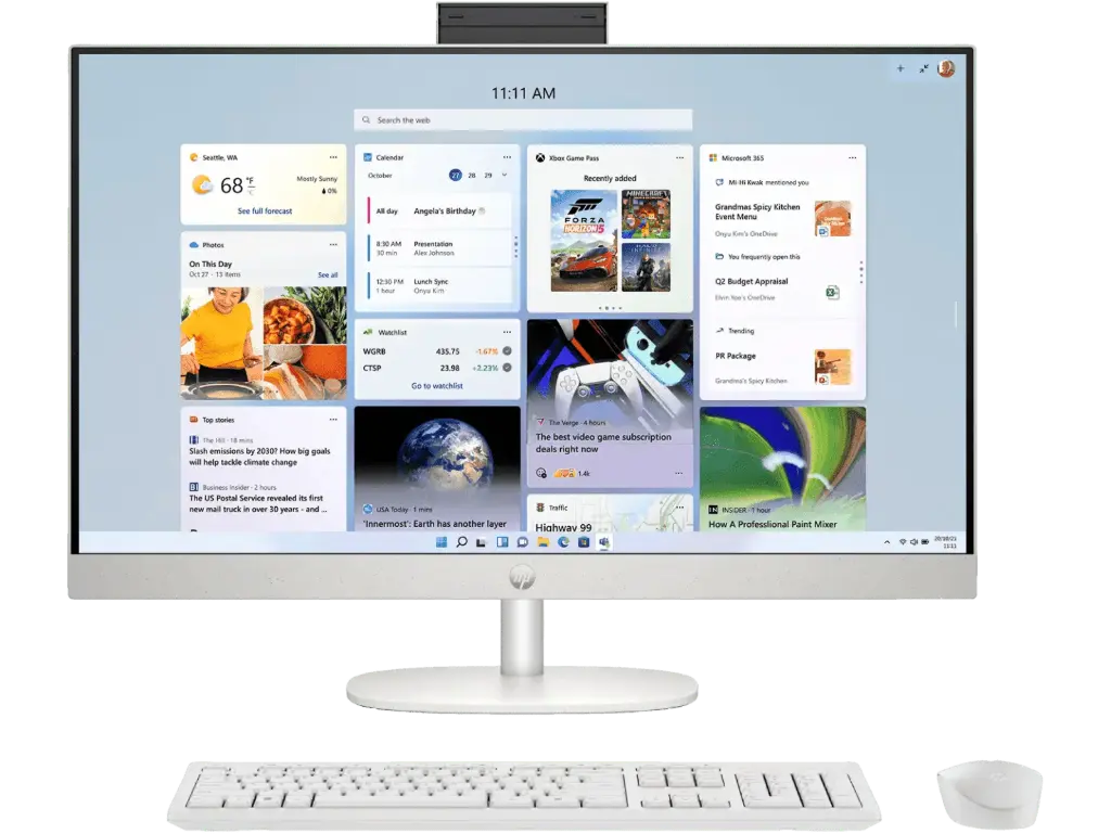 HP All in One/ Intel i3-1315U/ Windows 11/ Microsoft Office Home & Student Edition 2024 + 1 Year M365 Basic/ 8GB  DDR4/ 512 SSD/ Graphics UMA , USB type C , USB type A , RJ 45 ,  1 HDMI Out/ Wireless 27 inch Antiglare IPS & FHD IR Tiltable  Camera/ Shell White, 27-cr0902in