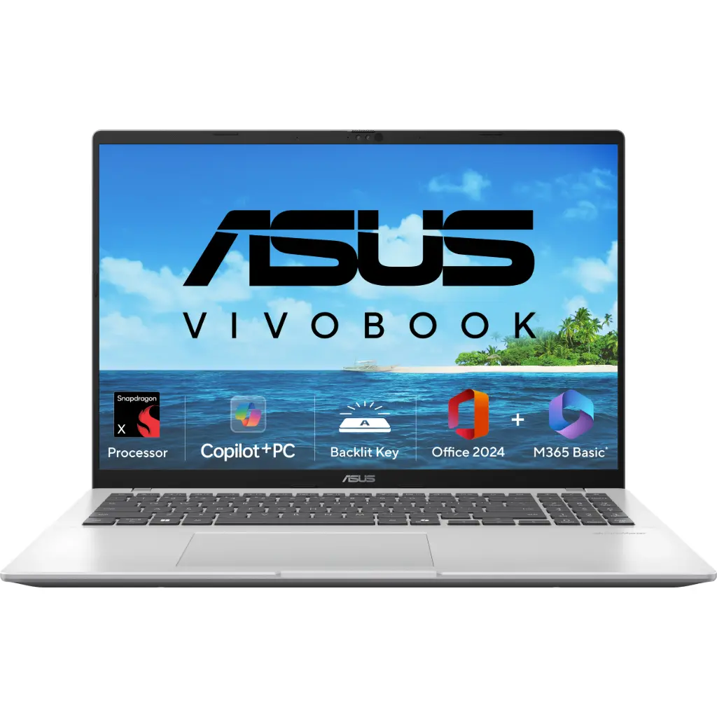 [BWASL1089] ASUS Vivobook 16, AI Powered Laptop, Snapdragon X X1 26 100 (16GB/512GB/Qualcomm Adreno GPU/16.0" WUXGA/Windows 11 Home/Office Home 2024 + M365 Basic (1 Year Validity), X1607QA-MB050WS