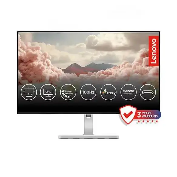 Lenovo L-Series 27 inch (68.6cm) FHD IPS Ultraslim Monitor| 100Hz, 99% sRGB, 4ms, AMD FreeSync, 2X HDMI 1.4, VGA, 2x3W Speakers, Tilt Stand: Home & Office use, 3 Year Warranty, Cloud Grey, L27i-40