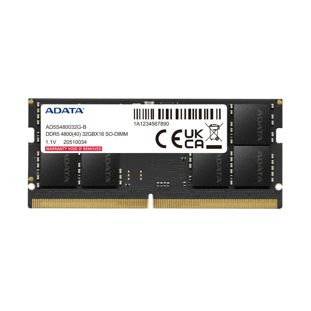 ADATA Premier 16GB 4800MHz U-DIMM DDR5 Laptop Memory, AD5S480016G‑S