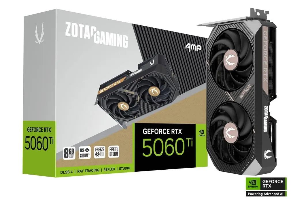 ZOTAC GAMING GeForce RTX 5060TI 8GB AMP DUAL FAN Graphics Card, ZT-B50610F-10M 