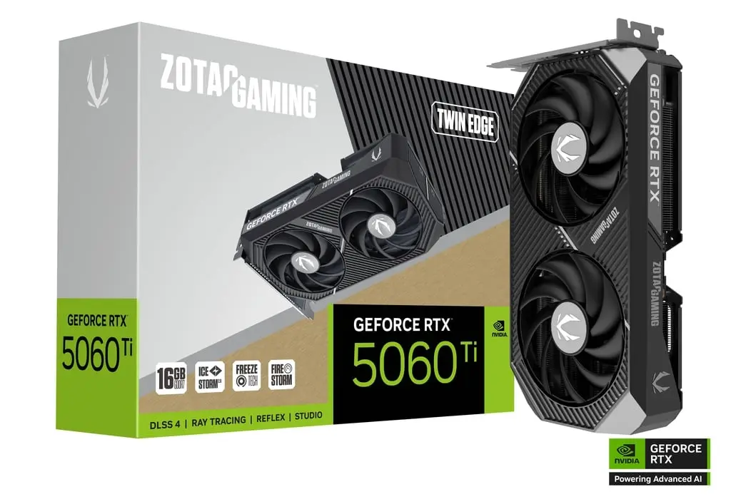 ZOTAC GAMING GeForce RTX 5060TI 16GB Twin Edge Graphics Card, ZT-B50620E-10M 