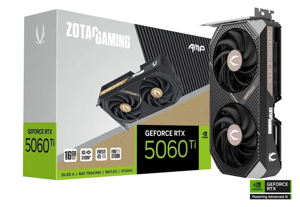 ZOTAC GAMING GeForce RTX 5060TI 16GB AMP Graphics Card, ZT-B50620F-10M 