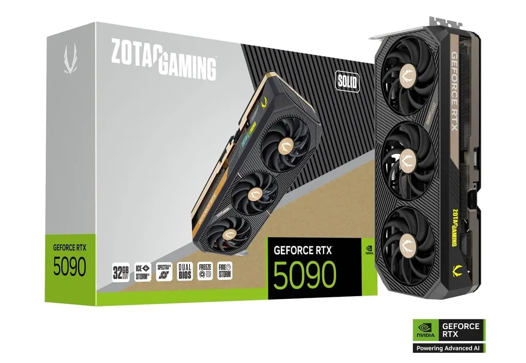 ZOTAC GAMING GeForce RTX 5090 SOLID 32GB TRIPLE FAN Graphics Card, ZT-B50900D-10P