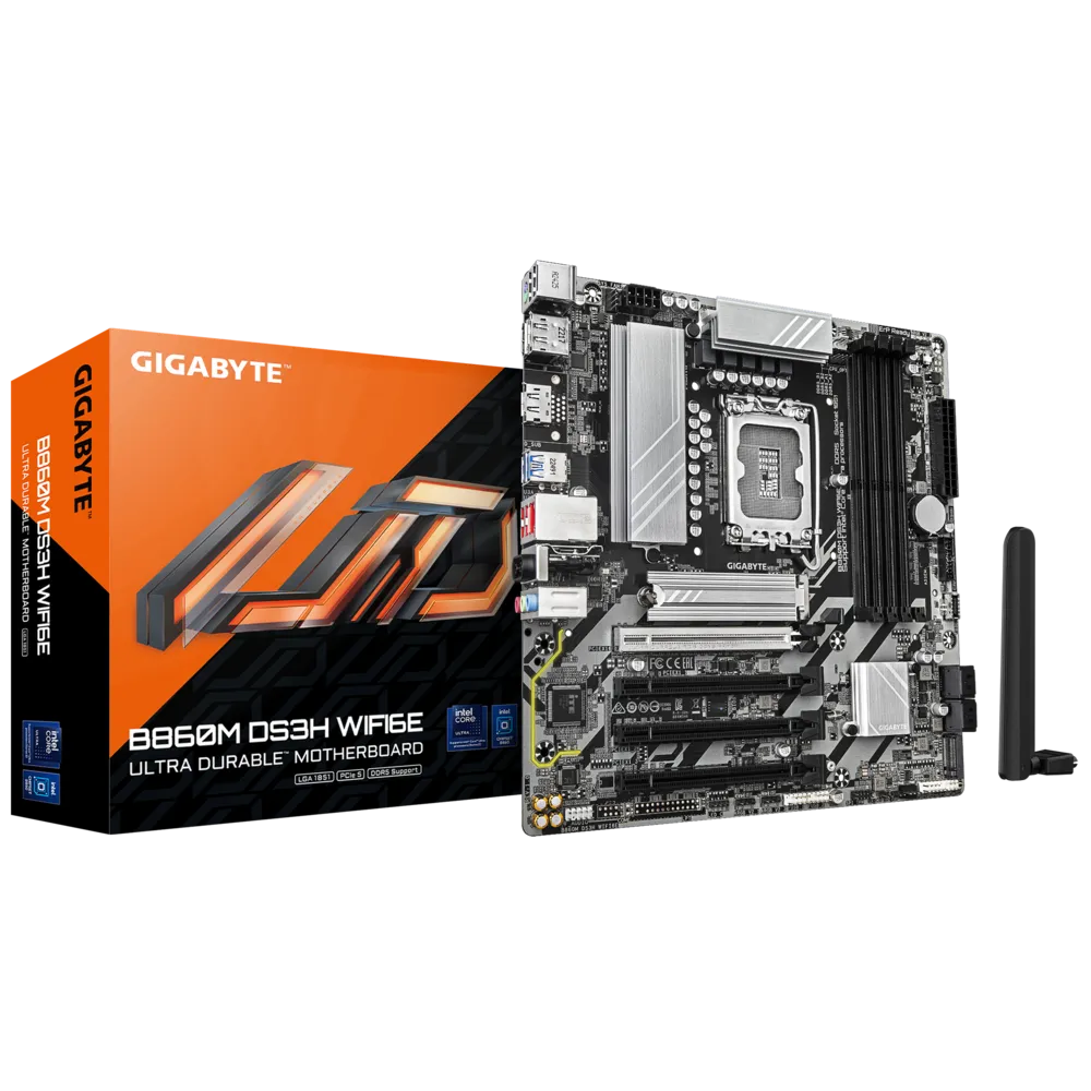 GIGABYTE  B860M DS3H WIFI6E Motherboard /Wi-Fi6E/DDR5 9066/PCIe 5.0 M.2/2.5GbE LAN/Triple Display/USB 3.2 Gen2/Micro ATX