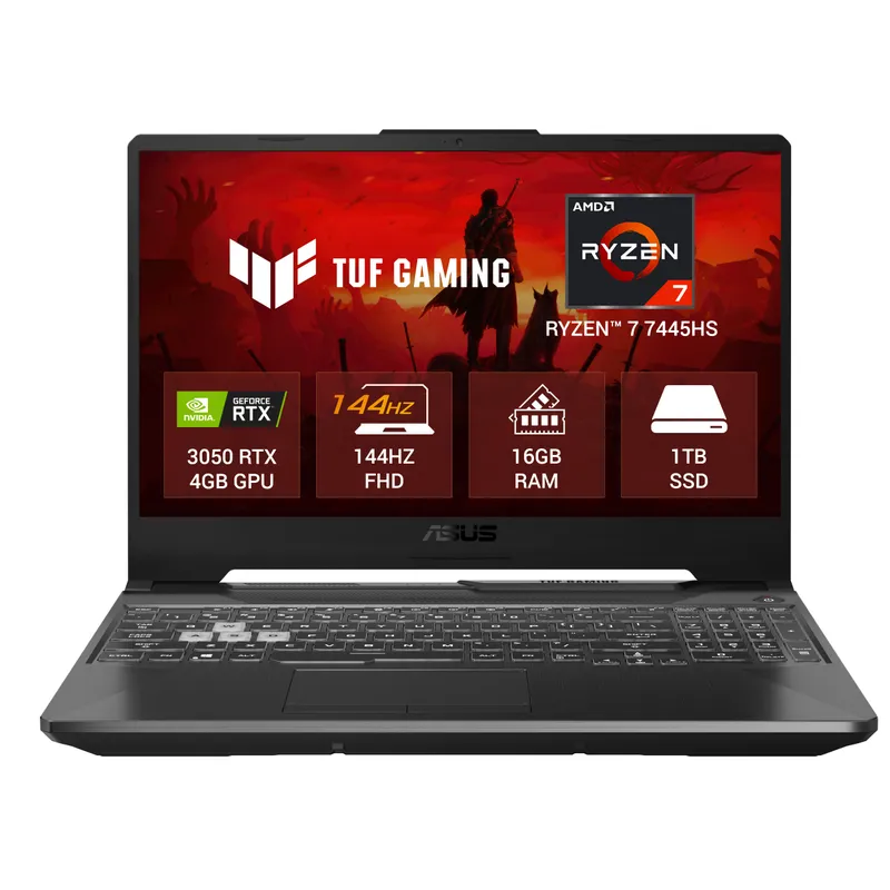 ASUS TUF A16 Gaming Laptop/ AMD Ryzen 7 7445HS/ RTX 4050 GPU/ 16GB/ 1TB/ 40.64 cms (16) FHD/ Windows 11 Home + Microsoft Office Home 2024/ Microsoft 365 Basic/ FA607NUG-RL189WS