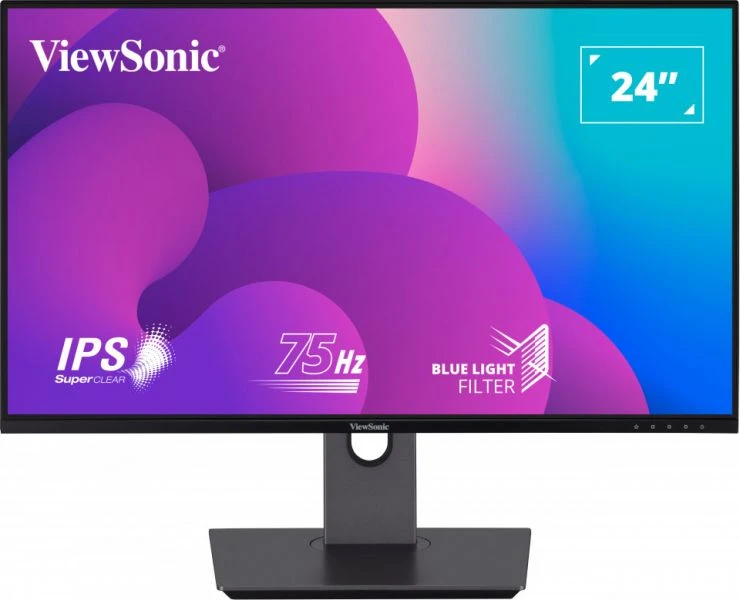 ViewSonic 60.96Cm (24") FHD SuperClear IPS Monitor with 75hz,104% SRGB, Eye-Care, Ergonomic Stand Swivel, Height Adjustment, Tilt & Pivot, Frameless Design, Cable Management, HDMI/DP/VGA -VX2480-SHDJ