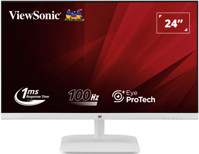 ViewSonic (USA Brand) VA2432-MH-W 60.96Cm (24") Full HD Super Clear IPS White Monitor, 100Hz,1ms, Superior Color Rendering, 105% sRGB, Dual Speakers, HDMI, VGA, Eye ProTech