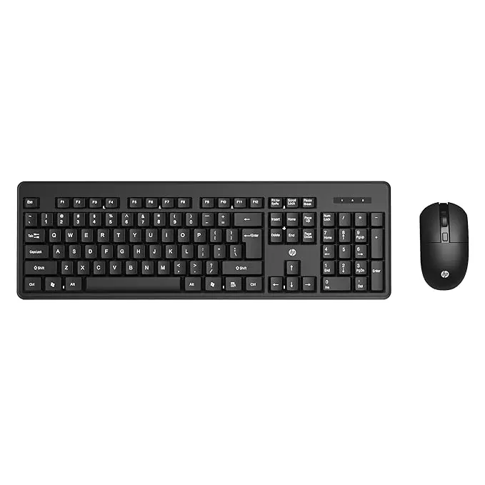 HP KM200 Wireless Mouse and Keyboard Combo, Full-Size Ergonomic Design, 3 Button and Built-in Scroll Wheel, 2.4 GHz Wireless connection, 3 Years Warranty (7J4G8AA) - KM200