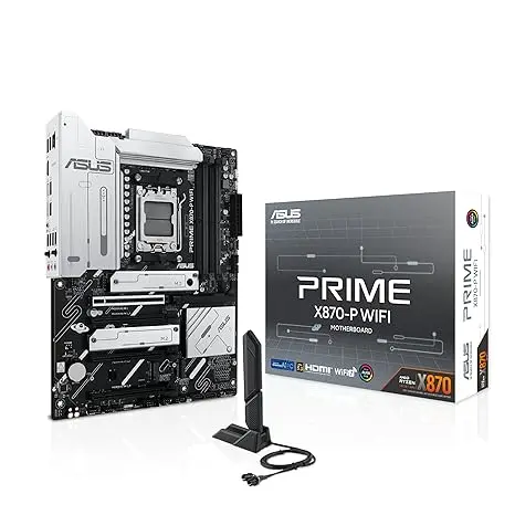 [BWASMB1040] ASUS Prime X870-P WiFi AMD AM5 X870 ATX Motherboard 14+2+1 80A DrMOS Power Stages, DDR5, PCIe 5.0, PCIe 5.0 x16, Q-Release, 4X M.2, Wi-Fi 7, Q-Antenna, 2.5Gb LAN, USB4®, USB Type-C®, BIOS Flashback™ - PRIME X870 P WIFI CSM D5