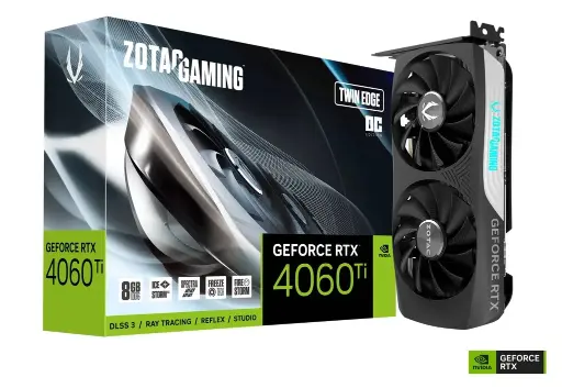 [BWZCGP1008] Zotac Gaming Geforce Rtx 4060 Ti Twin Edge 8Gb Gddr6 128Bit Pcie 4.0 Graphics Card With 2535Mhz Boost Clock, Spectra Lighting - ZT-D40610E-10M