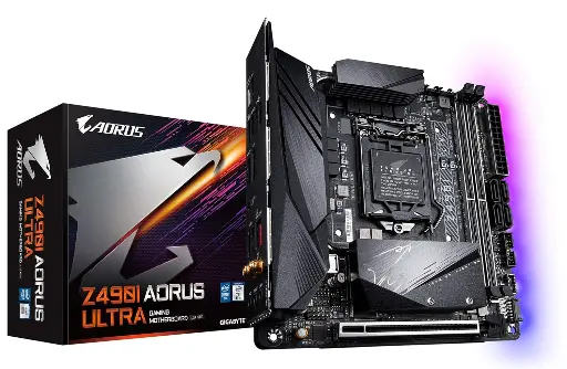 [BWGBMB1017] GIGABYTE Z490I Aorus Ultra Mini-Itx Motherboard with Direct 8 Phase Digital Vrm Design, Intel Wi-Fi 6 802.11Ax, Intel 2.5Gbe LAN, Hdmi 2.0, RGB Fusion 2.0, Mini_itx, DDR_4