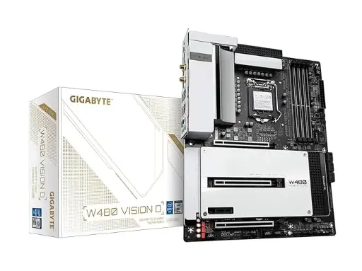 [BWGBMB1017] Gigabyte W480 Vision D (LGA 1200/Intel W480/ATX/Triple M.2/SATA 6Gb/s/USB 3.2 Gen 2/WiFi 6/Thunderbolt 3/ Multi-GPU Support/ECC Memory Support/Motherboard)