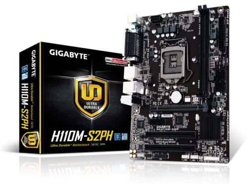 [BWGBMB1026] Gigabyte GA-H110M-S2PH Motherboard(Intel 6th Generation Support LGA 1151, DDR4 Up to 32 GB, USB 3.1 8-channel HD Audio, HDMI 1.4, DVI-D, D-sub)