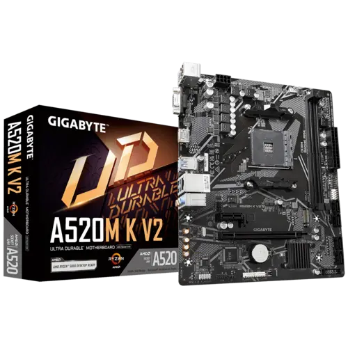 [BWGBMB1034] GIGABYTE ATX A520M K V2 Motherboard with GBe LAN with Bandwidth Management, DDR4, Pcie 3.0 X4 M.2, Smart Fan 5, Anti-Sulfur Resistors Design 