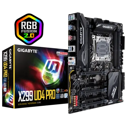 [BWGBMB1035] GIGABYTE X299 UD4 Pro Ultra Durable Motherboard with RGB Fusion, Digital LED Strip Support, Dual M.2, 120dB SNR ALC1220