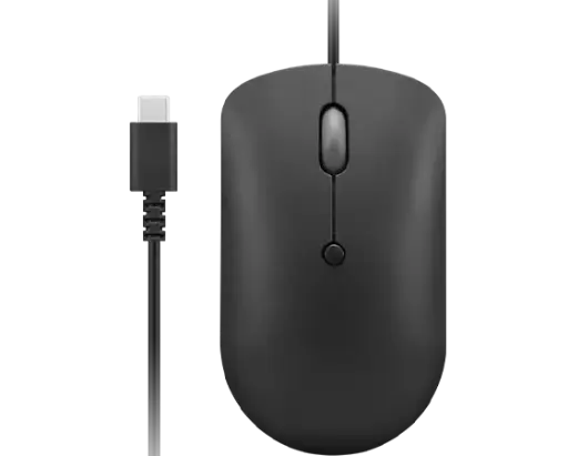 [BWLEM1007] Lenovo 400 USB-C Compact Wired Mouse (2400 DPI Sensor, 4-Button (Left Click, Right Click, Scroll Click, DPI)|Ambidextrous Design|3 Year Warranty | Black), GY51D20875