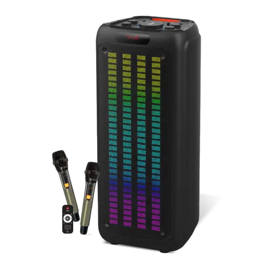 [BWFINS1005] FINGERS RollingParties-110 Bluetooth Trolley Speaker with Powerful 110 W Deep Bass, 8-Hour Playtime,Guitar Input, TWS Support, Bundled 2 Wireless Mics & Additional 2 Mics (Rich Black)