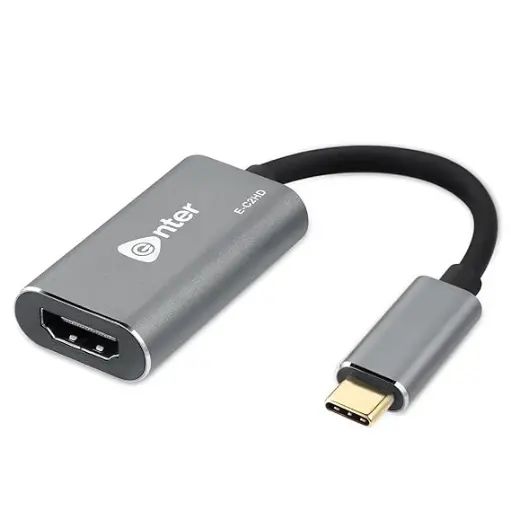 [BWETAC1001] Enter E-C2HD Aluminium Body USB C HUB to 4K HDMI Multiport Adapter Compatible for USB C Laptops and Other Type C Devices MacBook Pro M1 M2, 4K HDMI (Grey) 