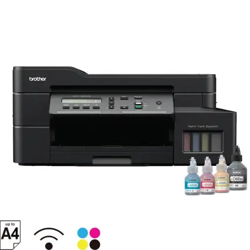 [BWBRP1008] Brother DCP-T820DW Printer - Auto Duplex Printing, Print, Scan, Copy, ADF, WiFi/LAN/USB, Print Up To 15K Pages In Black And 5K In Color Each For (CMY), Get An Extra Black Ink Bottle, Free Installation 